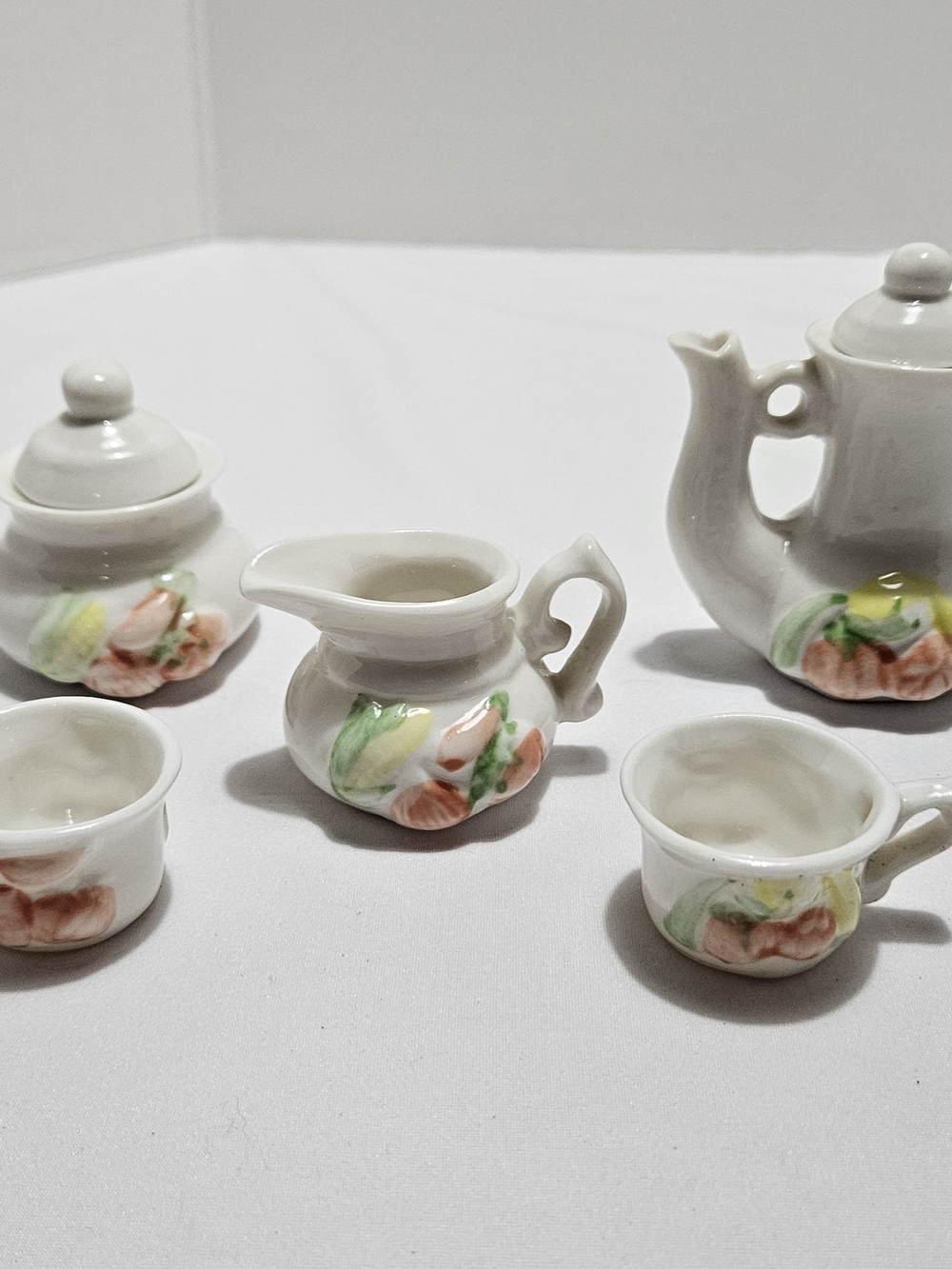 Mini Porcelain Tea Set • Fruit/Produce Motif Decor